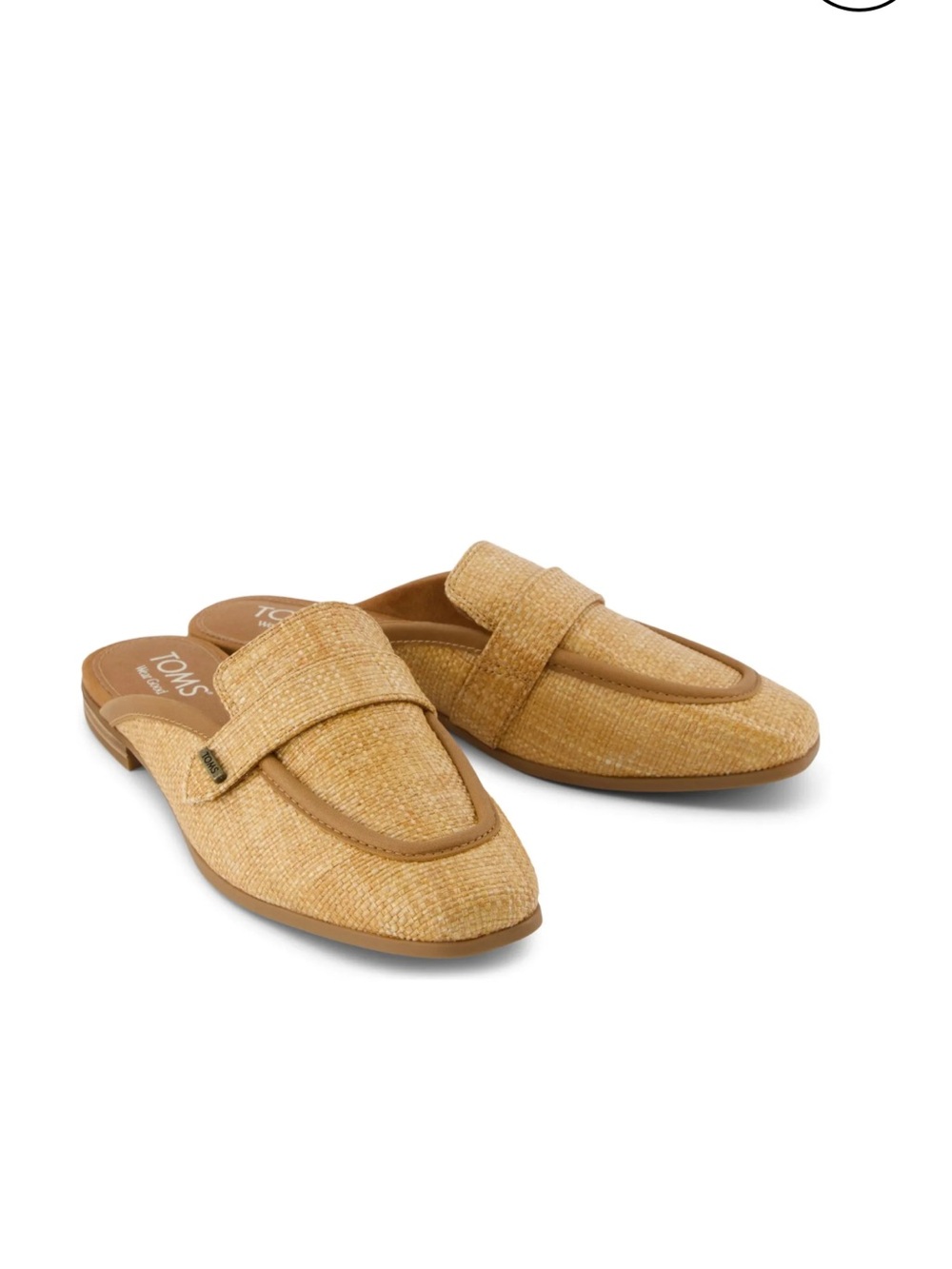 TOMS Tan Raffia Slip-On Mules